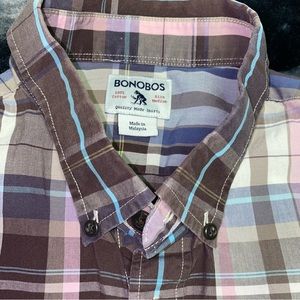 Bonobos Shirt Mens Medium Plaid Striped Long Sleeve Button Down Fall Dad Preppy